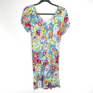 Jam’s World Berry Hearts Floral Heart V-Neck Short Sleeve Dress Medium